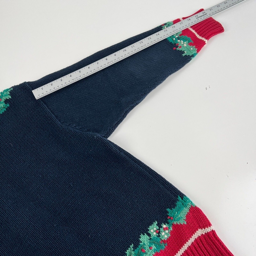 Orvis Holly Festive Sweater Cardigan Women's‎ Knit Christmas Holiday L - Picture 13 of 14